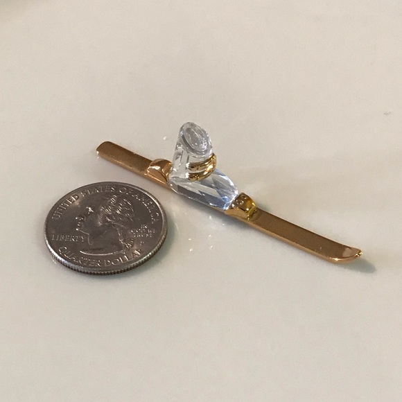 Swarovski Crystal/Gold Ski & Boot - Picture 2 of 5